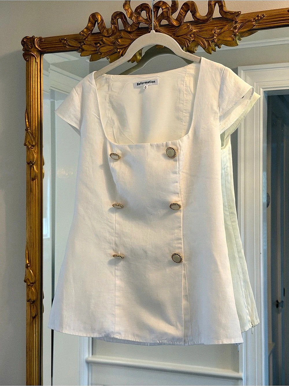 Reformation Meela Linen Top in White Size 0